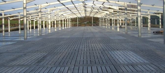 Showing concrete slatted flooring appropriate for use for housing pigs or sheep (Image source: https://www.spanwright.co.uk/product/pig-slats/.). 